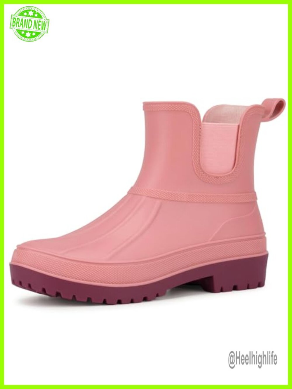Women's Waterproof Ankle Rain Boots Lightweight Pull-On Chelsea Style